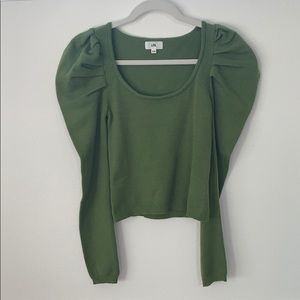 Green Puff Shoulder Sweater